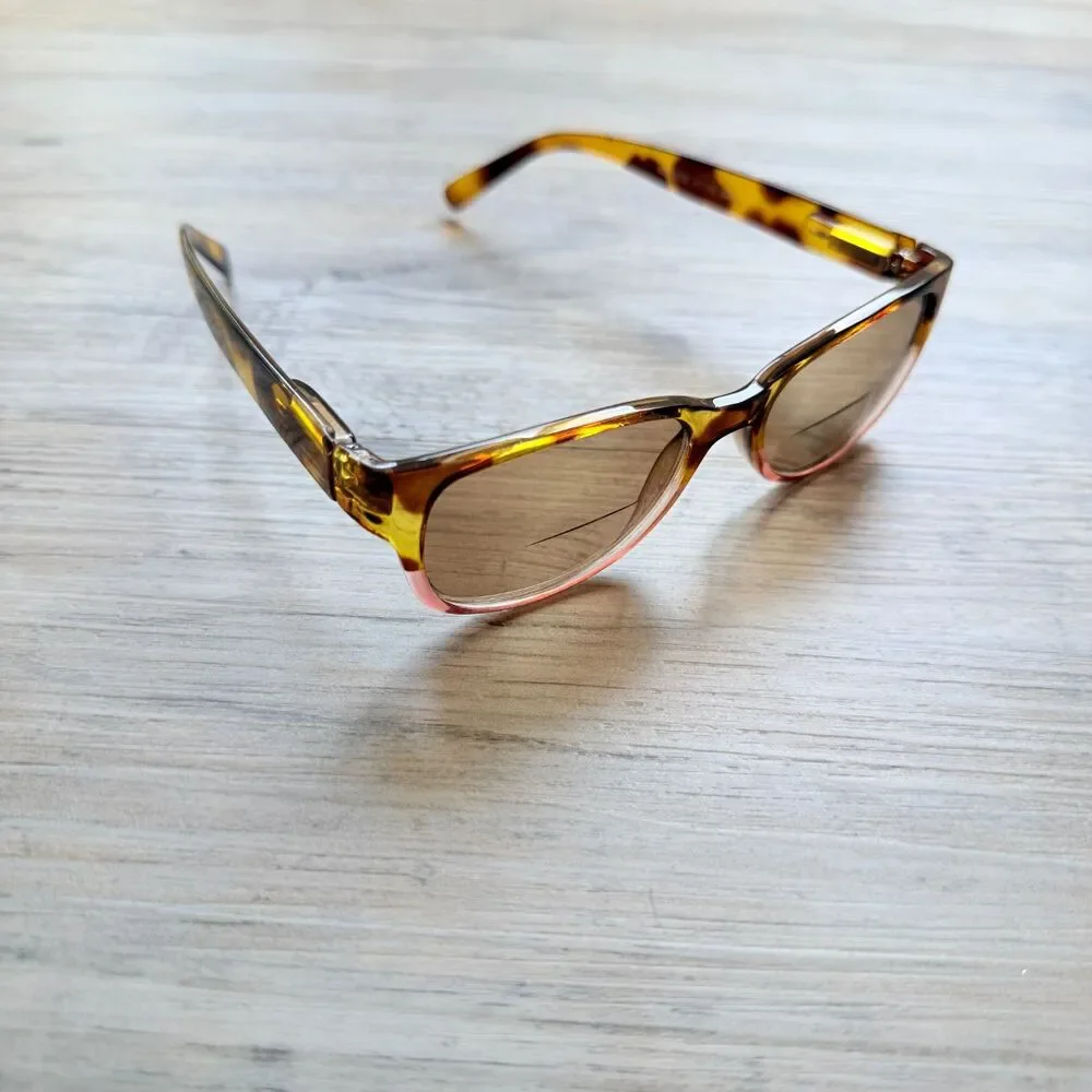 Vintage Y2K Sunglasses Reading Glasses +1.75 Tortoise Amber Pink
